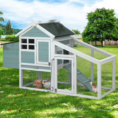  Chicken Coop Rabbit Hutch 150cm x 60cm x 93cm Large Chicken Coop House Run Cage Wooden