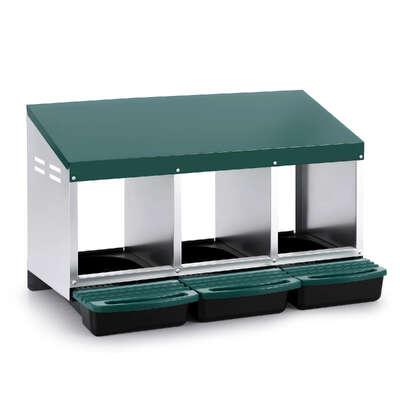 Chicken Nesting Box Roll Away 3 Holes Metal Wall Mounted Nest Box Green