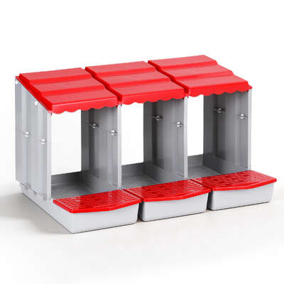 Chicken Nesting Box 3 Hole Roll Away Poultry Hen Laying Egg Hutch Red Premium Quality Design Summer Collection