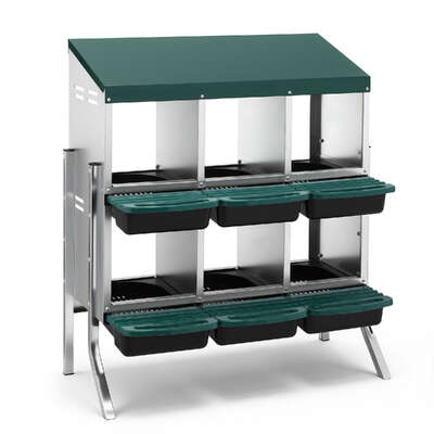 Chicken Nesting Box Roll Away Metal Nesting Box Wall Mounted 6 Holes Green
