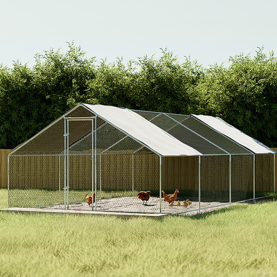 Chicken Coop Cage 3X8X2M Galvanised Steel
