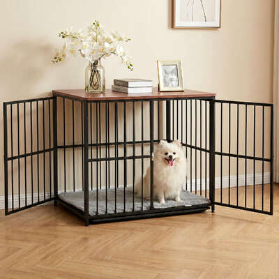 Large Dog Crate Furniture 93cm Dog Cage Puppy Pet Wooden Black