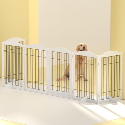 Dog Playpen Enclosure 6 Panel Pet Fence Wooden