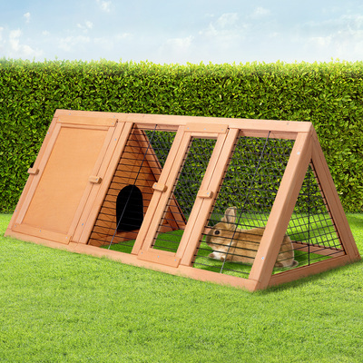 Rabbit Hutch & Chicken Coop - 119x51x44cm Wooden Cage with Large Outdoor Run