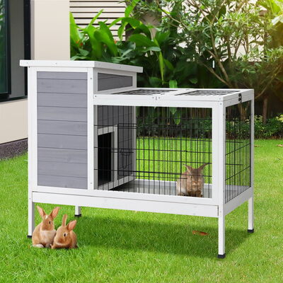  Rabbit Hutch Chicken Coop 97cm x 49cm x 86cm Chicken Coop Large Run Wooden Outdoor Cage House