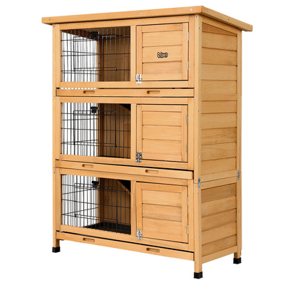  Rabbit Hutch Chicken Coop 91.5cm x 46cm x 116.5cm Chicken Coop Large House Cage Run Wooden Outdoor