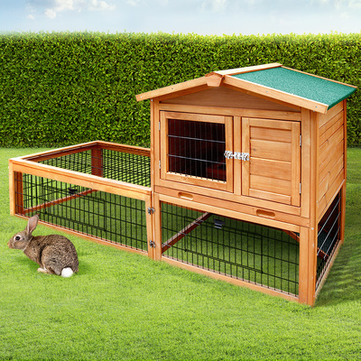  Chicken Coop Rabbit Hutch 155cm x 49cm x 90cm Large Chicken Coop Wooden Run Cage House Outdoor