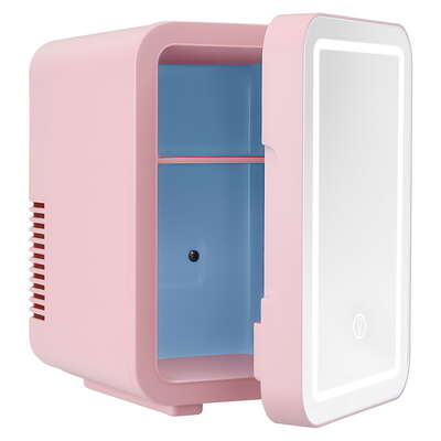 Mini Fridge Skincare & Beauty Cooler Warmer 4L Pink With LED Mirror 12V/220V