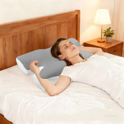 Dreamz Ergonomic Memory Foam Cervical Pillow Neck Shoulder Pain Relief Washable
