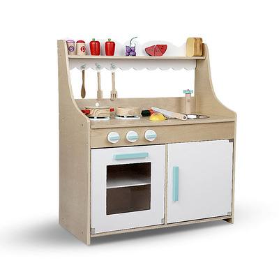 Kids Wooden Kitchen Play Set - Natural & White