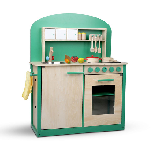8 Piece Kids Kitchen Play Set - Natural & Green