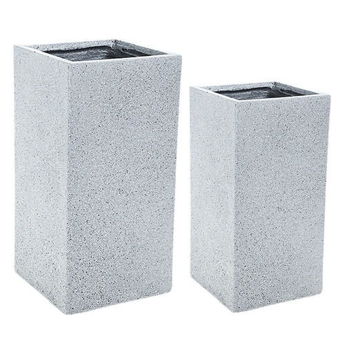 2X Plant Pots Plants Pot Stone Large Garden Indoor Outdoor Flower Planters Decor Grey Rectangular