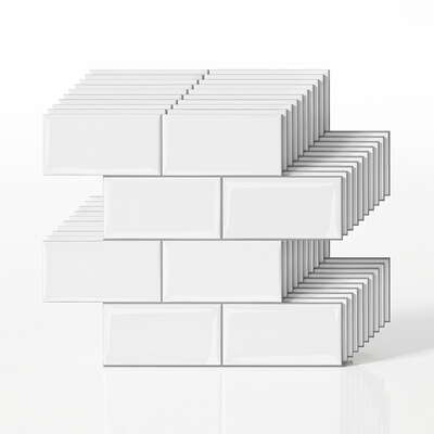 3D Peel and Stick Wall Tiles Self Adhesive Subway Backsplash 10 Sheets, White