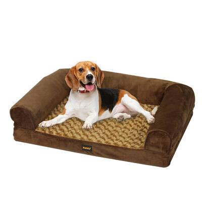 Pet Bed With Soft Warm Mattress Dog Sofa Cushion Pillow Mat Plush Brown M