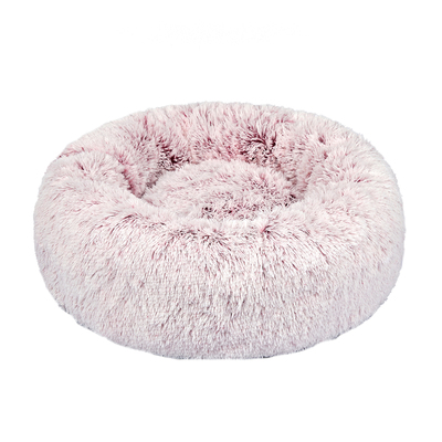 Cat Dog Donut Nest Calming Mat Soft Plush Kennel Pink M