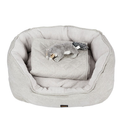 Pet Bed Set Dog Cat Quilted Blanket Beige M