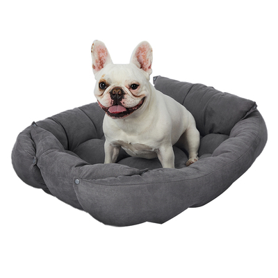 Pet Bed 2 Way Use Dog Cat Soft Warm Calming Mat Grey S