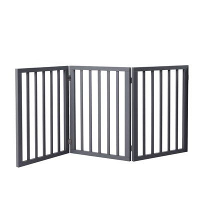 Wooden Pet Gate Dog Fence Retractable - Grey