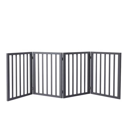 Wooden Pet Gate Dog Fence Retractable Grey