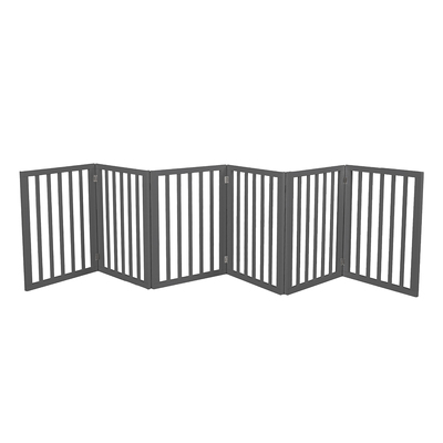  Wooden Pet Gate Dog Fence Safety Stair Barrier Security Door 6 Panels Grey