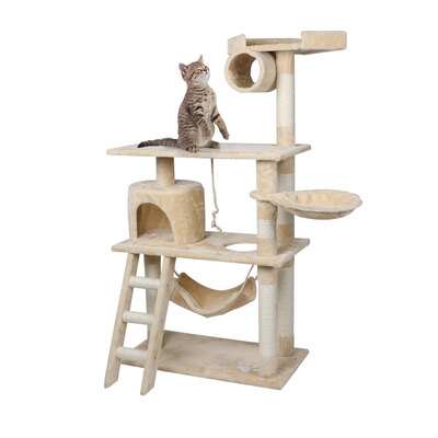 Cat Tree Pet Scratcher Condo Tower Scratching Post Furniture 160cm Cream