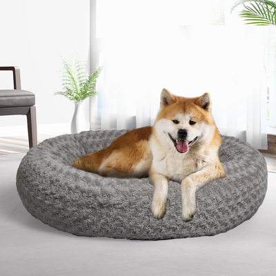  Calming Dog Bed Warm Soft Plush Sofa Pet Cat Cave Washable Portable Grey XL