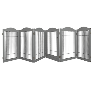 6 Panels Pet Dog Playpen Puppy Grey