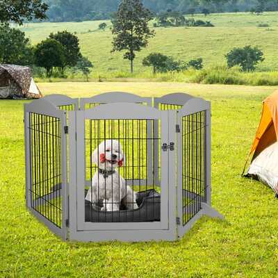 6 Panels Pet Dog Playpen Puppy Exercise Cage Enclosure Fence Indoor Grey