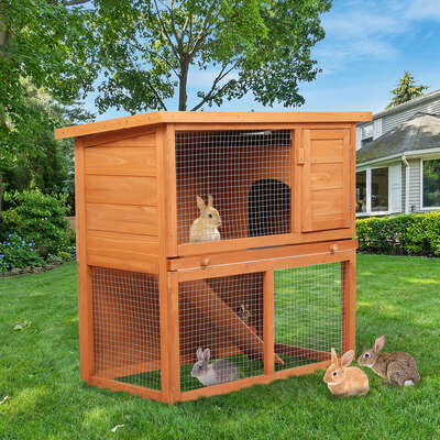 Rabbit Hutch Large Brown 90x45x80cm
