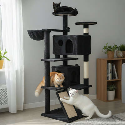 Cat Tree Scratching Post Grey 50x50x145cm
