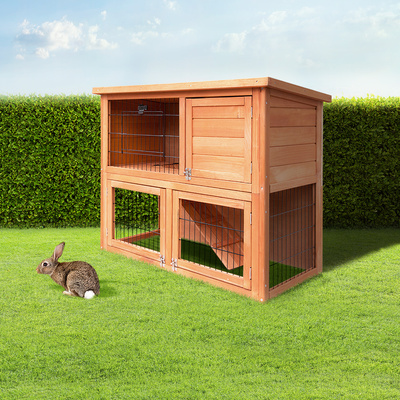  Chicken Coop Rabbit Hutch 88cm x 40cm x 76cm Large Chicken Coop House Run Wooden Cage Outdoor