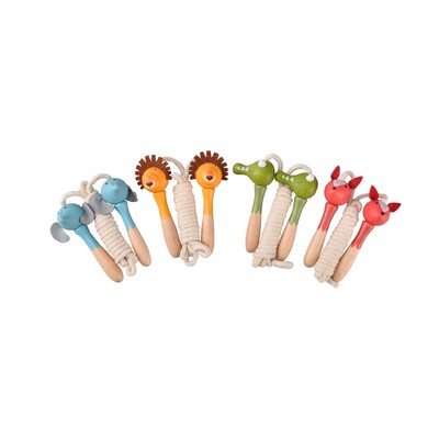 Price For 4 Wooden Skipping Rope Jungle Animal