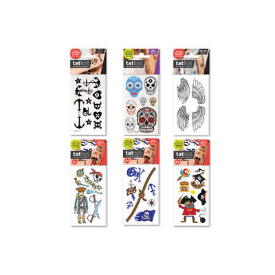 PRICE FOR 6 ASSORTED TEMPORARY TATTOO PIRATE 