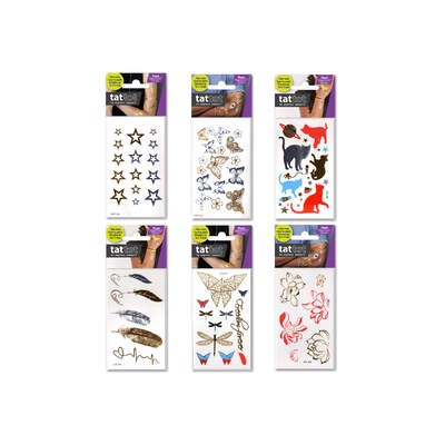 PRICE FOR 6 ASSORTED TEMPORARY TATTOO METALLIC FREEDOM FOREVER 