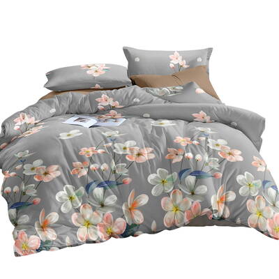 Giselle Bedding Quilt Cover Set King Bed Doona Duvet Reversible Sets Flower Pattern Grey