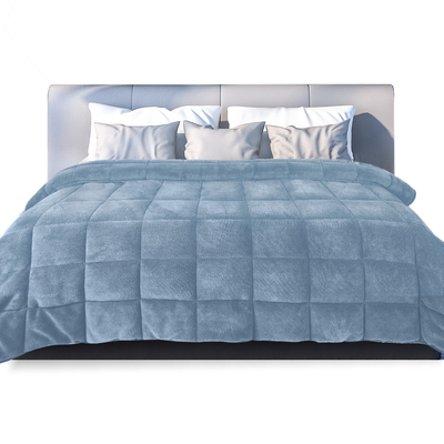 Quilt Doona Comforter Blanket Blue Super King