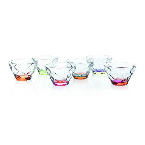 Set of 6 Riflessi Bi-colour Coppette  Glass Bowls