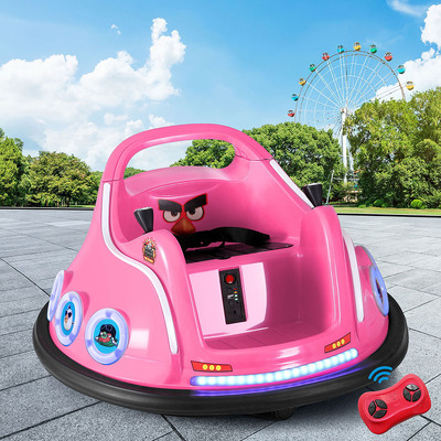 Kids Electric Bumper Car with Remote & Angry Birds Sticker - Pink