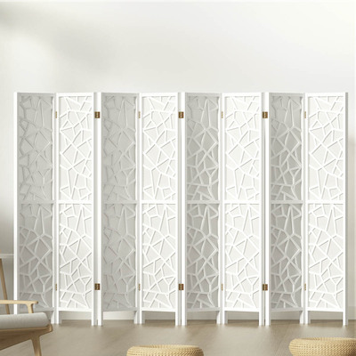 8 Panel Room Divider Screen 325x170cm Clover White
