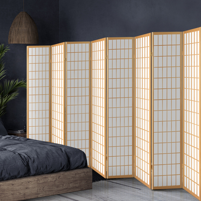  8 Panel Room Divider Privacy Screen Dividers Stand Oriental Vintage Natural
