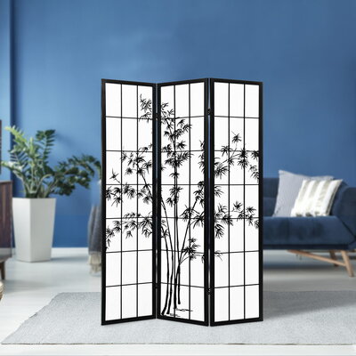 3 Panel Room Divider Screen Privacy Dividers Pine Wood Stand Shoji Bamboo Black White