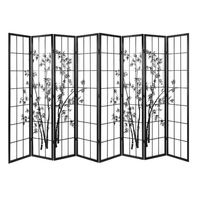  8 Panel Room Divider Screen Privacy Dividers Pine Wood Stand Shoji Bamboo Black White