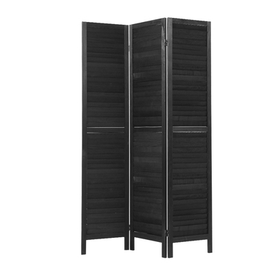 3 Panel Room Divider Screen Privacy Wood Dividers Timber Stand Black