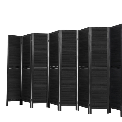  8 Panel Room Divider Screen Privacy Wood Dividers Timber Stand Black