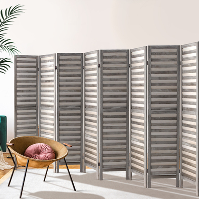  8 Panel Room Divider Screen Privacy Wood Dividers Timber Stand Grey