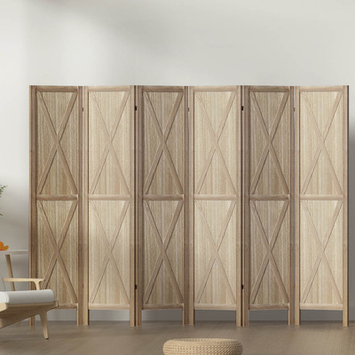 Room Divider Screen Privacy Wood Dividers Stand 6 Panel Brown