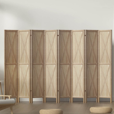 Room Divider Screen Privacy Wood Dividers Stand 8 Panel Brown