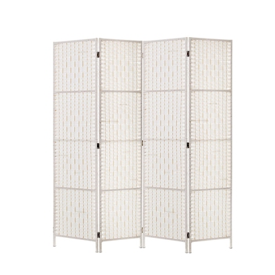 4 Panel Room Divider Screen 163x170cm Woven White