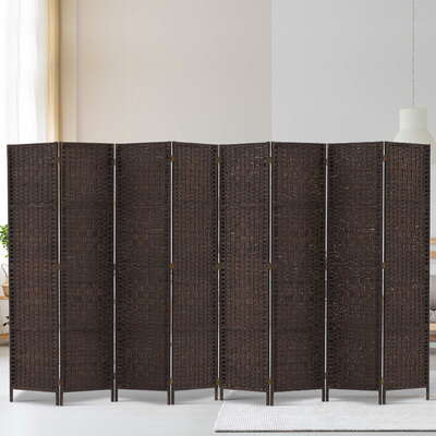  Room Divider 8 Panel Dividers Privacy Screen Rattan Wooden Stand Brown