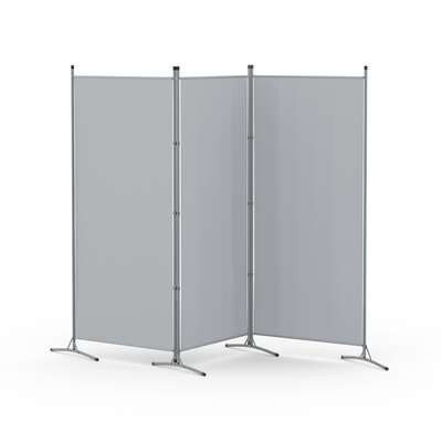 stylish 3 Panel Room Divider Screen 260x180cm elegant grey fabric